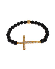 NIALAYA Gold Plated Sterling Silver Bracelet with Agate Stone and CZ Diamond Cross M Women Tristar Online