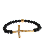 NIALAYA Gold Plated Sterling Silver Bracelet with Agate Stone and CZ Diamond Cross M Women Tristar Online