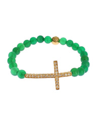NIALAYA Green Jade Bead Bracelet with CZ Diamond Cross S Women Tristar Online