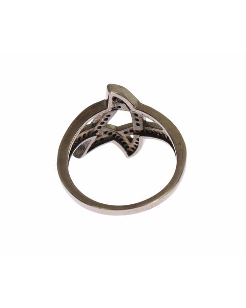 100% Authentic NIALAYA Black Rhodium Ring with CZ Crystals 52 EU Women Tristar Online