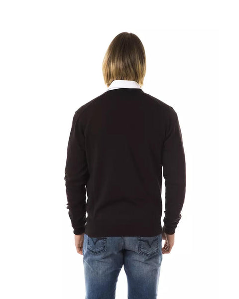 Embroidered V-neck Sweater in Extrafine Wool Merinos M Men Tristar Online