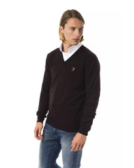 Embroidered V-neck Sweater in Extrafine Wool Merinos S Men Tristar Online