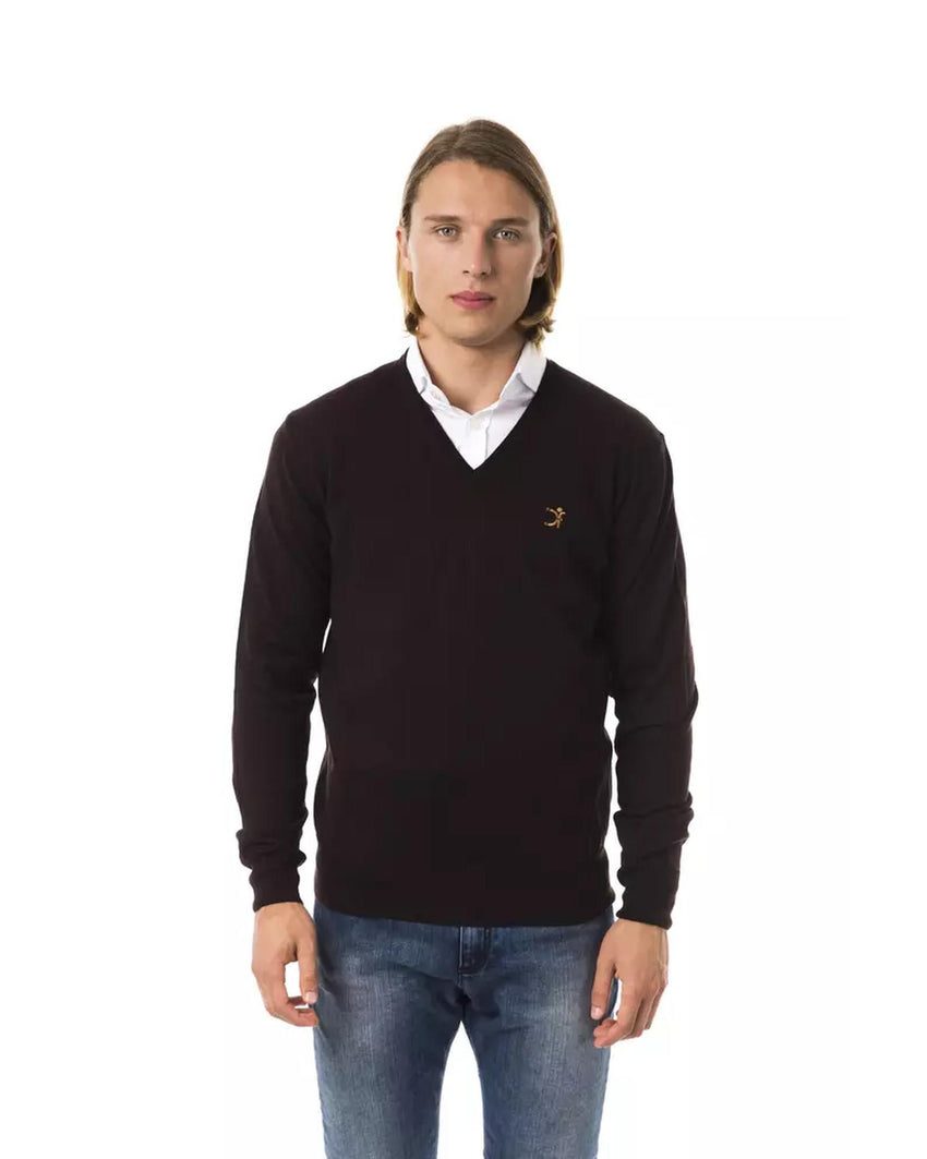 Embroidered V-neck Sweater in Extrafine Wool Merinos XL Men Tristar Online