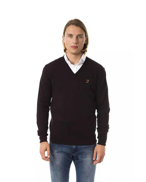 Embroidered V-neck Sweater in Extrafine Wool Merinos 2XL Men Tristar Online