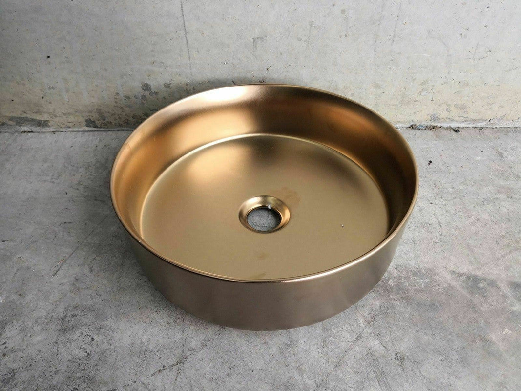 2023 Matte Black matte white matte Pink Green Gold Copper Round 360 mm Dia top counter basin porcelain sink Tristar Online