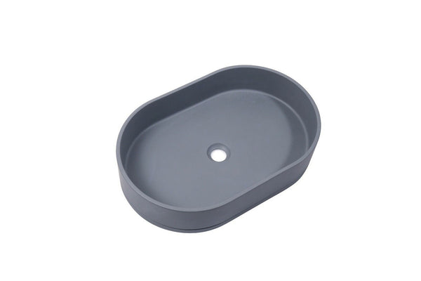 Ultra Modern Concrete Cement Wash Basin Counter Top Matte Dark Gray Oval Basin Tristar Online