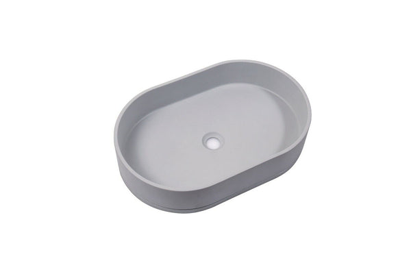 Ultra Modern Concrete Cement Wash Basin Counter Top Matte Light Gray Oval Basin Tristar Online