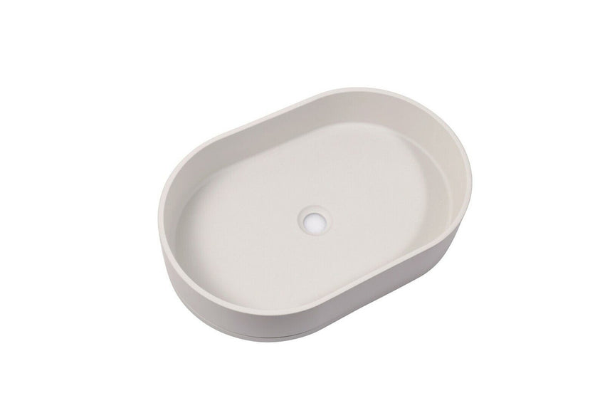 Ultra Modern Concrete Cement Wash Basin Counter Top Matte White Oval Basin Tristar Online