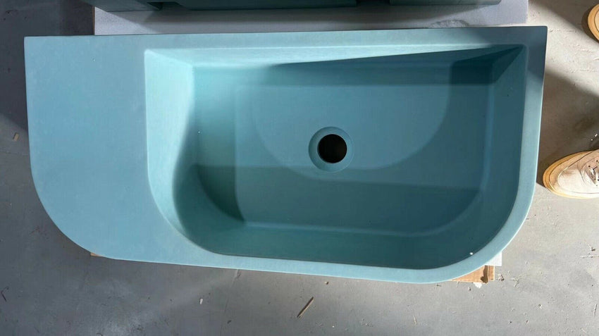 New Concrete Cement Wash Basin Counter Top Matte Teal Wall Hung Basin Tristar Online