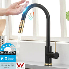 2023 Brushed Gold Spout Matte Black pull out with spray function kitchen mixer tap faucet Tristar Online