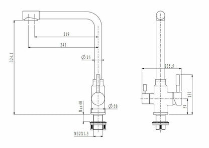 2023 Brushed Brass Gold L shape 3 way filter water kitchen mixer tap faucet Stainless steel Made PVD plated Tristar Online