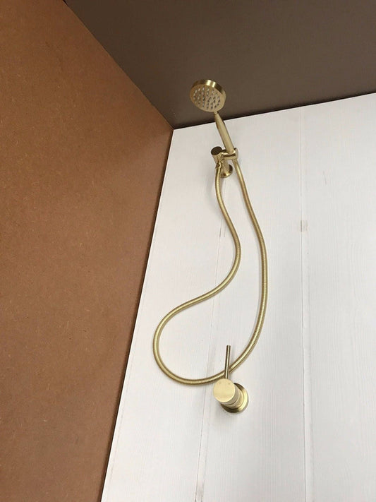 2021 New Brass Burnished Gold  round hand held SHOWER HEAD  adjust holder mixer Tristar Online
