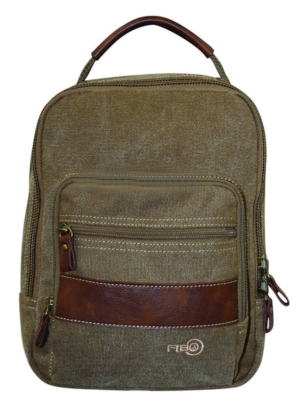 FIB Canvas Sling Bag Shoulder Strap Messenger Travel Pack w Tablet Pocket - Khaki Tristar Online