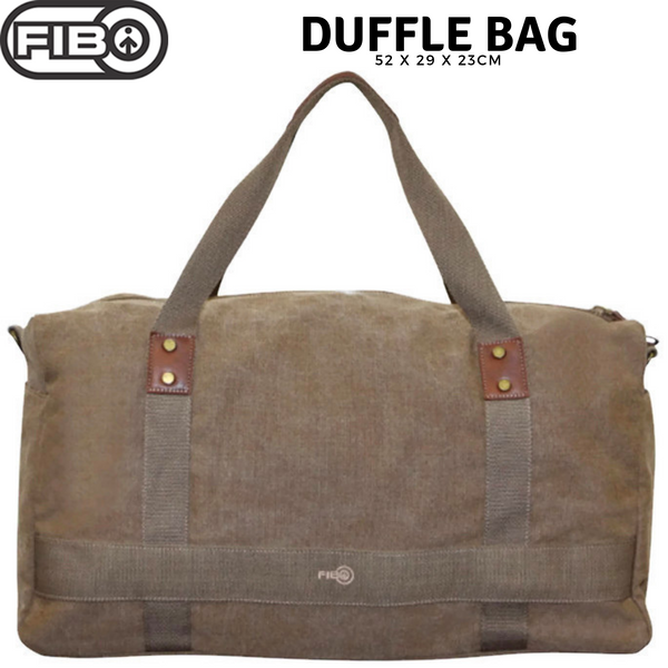 FIB 52cm Canvas Travel Duffle Bag Casual Duffel - Khaki Tristar Online