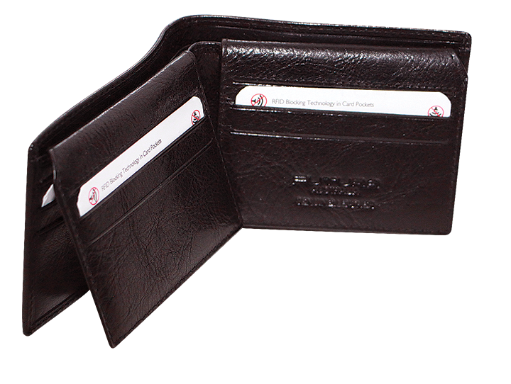 FIB Mens RFID Leather Fold Over Wallet - Brown Tristar Online