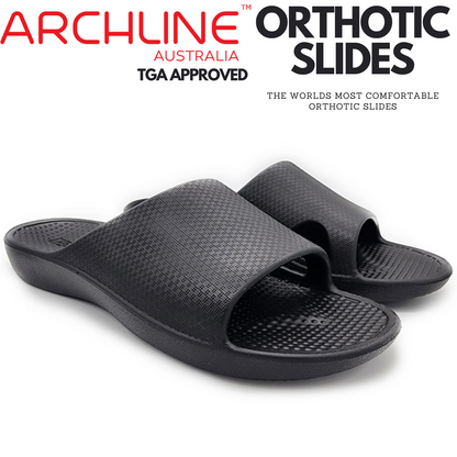 Archline Rebound Orthotic Slides Flip Flop Thongs Slip On Arch Support - Black - Euro 36 Tristar Online