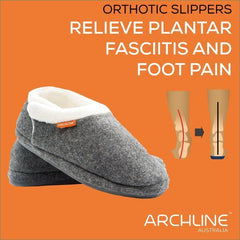 ARCHLINE Orthotic Slippers CLOSED Arch Scuffs Orthopedic Moccasins Shoes - Charcoal Marle - EUR 43 Tristar Online