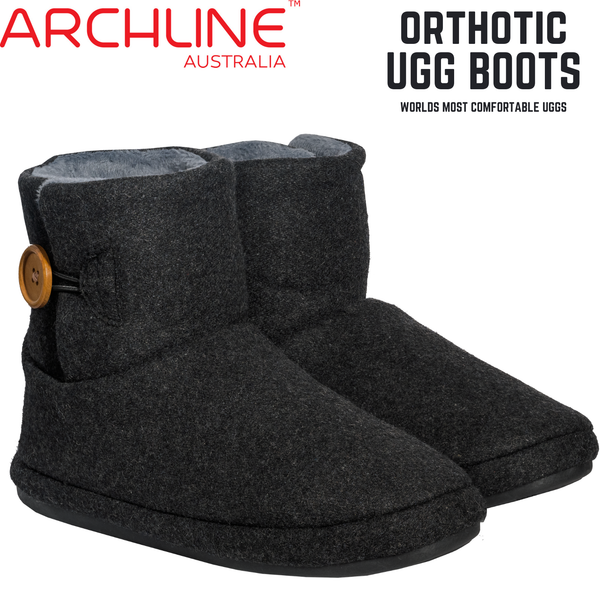 Archline Orthotic UGG Boots Slippers Arch Support Warm Orthopedic Shoes - Charcoal - EUR 38 (Women's US 7/Men's US 5) Tristar Online