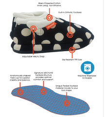 ARCHLINE Orthotic Slippers CLOSED Arch Scuffs Pain Moccasins Relief - Black/White Polka Dots - EUR 36 (Womens 5 US) Tristar Online