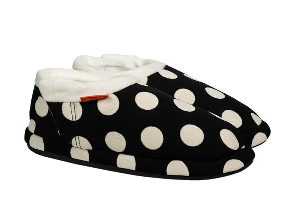 ARCHLINE Orthotic Slippers CLOSED Arch Scuffs Pain Moccasins Relief - Black/White Polka Dots - EUR 40 (Womens 9 US) Tristar Online