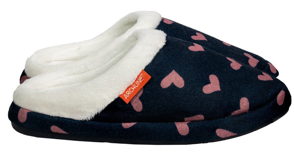 ARCHLINE Orthotic Slippers Slip On Scuffs Pain Relief Moccasins - Navy with Hearts - EUR 37 (Womens US 6) Tristar Online