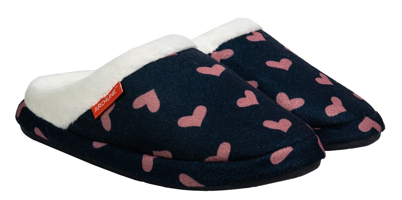 ARCHLINE Orthotic Slippers Slip On Scuffs Pain Relief Moccasins - Navy with Hearts - EUR 41 (Womens US 10) Tristar Online