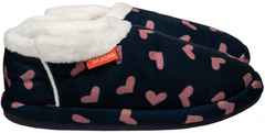 ARCHLINE Orthotic Slippers CLOSED Arch Scuffs Moccasins Pain Relief - Navy with Hearts - EUR40 Tristar Online