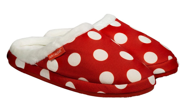 ARCHLINE Orthotic Slippers Slip On Scuffs Pain Relief Moccasins - Red Polka Dot - EUR 37 (Womens US 6) Tristar Online