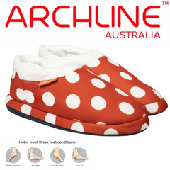 ARCHLINE Orthotic Slippers CLOSED Back Scuffs Moccasins Pain Relief - Red Polka Dots - EUR 37 (Womens 6 US) Tristar Online