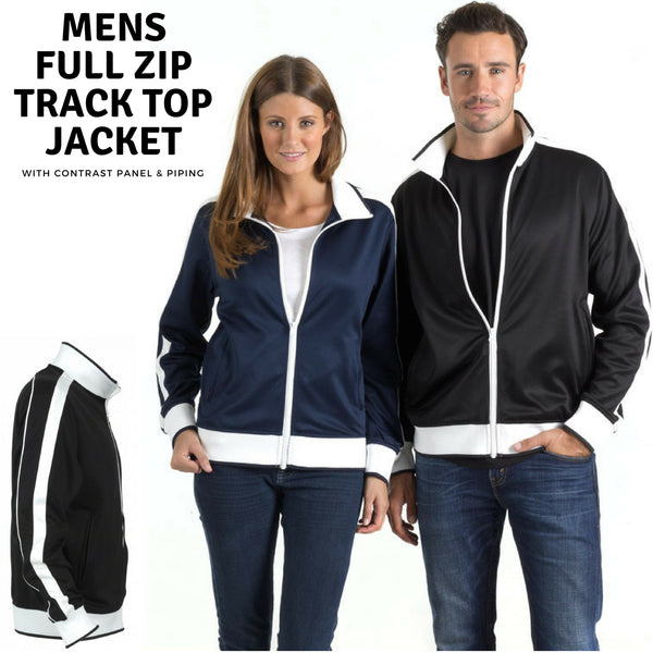 Identitee Mens Varsity Track Top Jacket Tracksuit Warm Winter Jumper Long Sleeve - Black/White - L Tristar Online