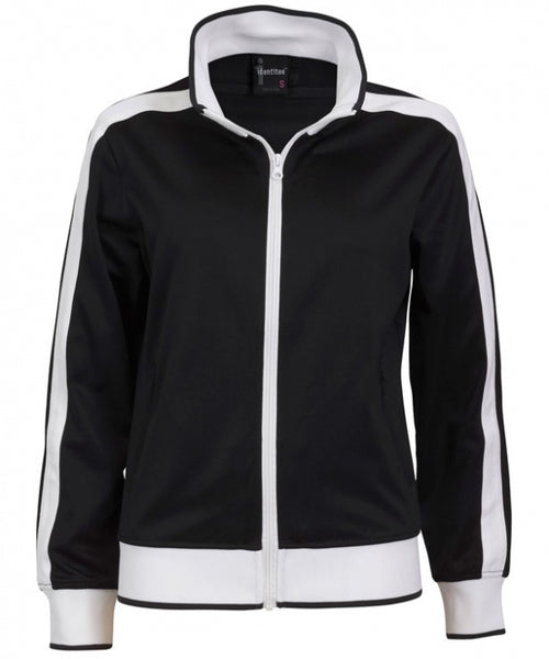 Identitee Ladies Track Top Jacket Tracksuit Warm Winter Full Zip Varsity Jumper - Black/White - L (14-16) Tristar Online