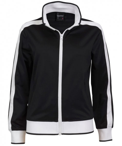Identitee Ladies Track Top Jacket Tracksuit Warm Winter Full Zip Varsity Jumper - Black/White - XL (18-20) Tristar Online