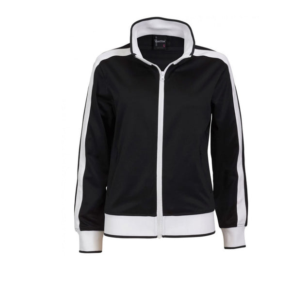 Identitee Ladies Track Top Jacket Tracksuit Warm Winter Full Zip Varsity Jumper - Black/White - XL (18-20) Tristar Online