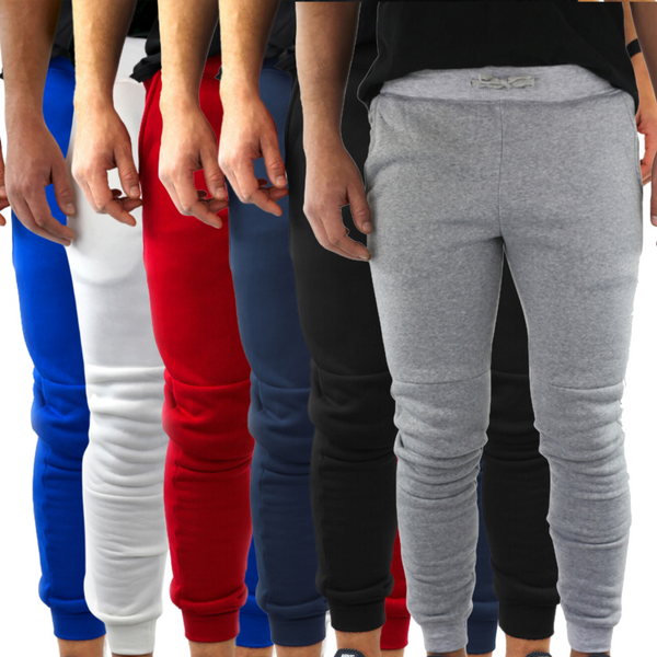 3x Mens Fleece Skinny Track Pants Jogger Gym Casual Sweat Warm - Assorted Colours - L Tristar Online