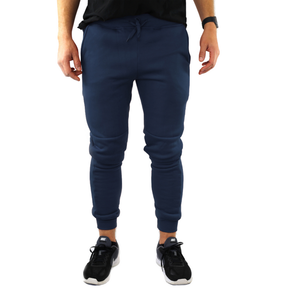 Mens Skinny Track Pants Joggers Trousers Gym Casual Sweat Cuffed Slim Trackies Fleece - Navy - 3XL Tristar Online