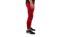 Mens Skinny Track Pants Joggers Trousers Gym Casual Sweat Cuffed Slim Trackies Fleece - Red - XXL Tristar Online