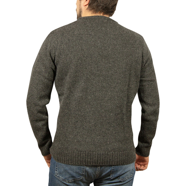 100% SHETLAND WOOL CREW Round Neck Knit JUMPER Pullover Mens Sweater Knitted - Charcoal (29) - 5XL Tristar Online
