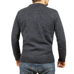 100% SHETLAND WOOL CREW Round Neck Knit JUMPER Pullover Mens Sweater Knitted - Navy (45) - 6XL Tristar Online