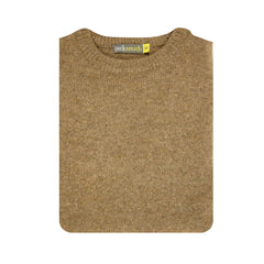 100% SHETLAND WOOL CREW Round Neck Knit JUMPER Pullover Mens Sweater Knitted - Nutmeg (23) - 4XL Tristar Online