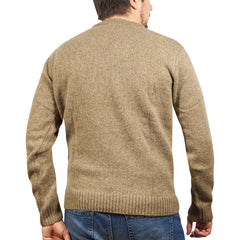 100% SHETLAND WOOL CREW Round Neck Knit JUMPER Pullover Mens Sweater Knitted - Nutmeg (23) - L Tristar Online