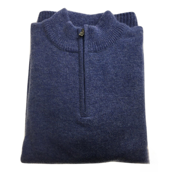 100% SHETLAND WOOL Half Zip Up Knit JUMPER Pullover Mens Sweater Knitted - Sky (40) - L Tristar Online