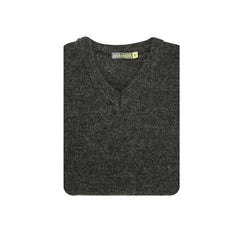 100% Shetland Wool V Neck Knit Jumper Pullover Mens Sweater Knitted - Charcoal (29) - 4XL Tristar Online