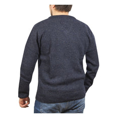 100% Shetland Wool V Neck Knit Jumper Pullover Mens Sweater Knitted - Navy (45) - 6XL Tristar Online