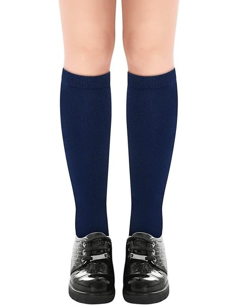1x Pair School Uniform Knee High Socks Cotton Rich Girls Boys Kids - Navy - 2-8 (10-12 Years Old) Tristar Online
