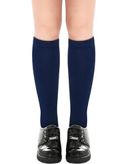 1x Pair School Uniform Knee High Socks Cotton Rich Girls Boys Kids - Navy - 9-12 (5-8 Years Old) Tristar Online