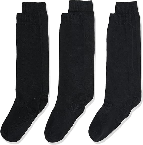 12x Pairs School Uniform Knee High Socks Cotton Rich Girls Boys Kids Bulk - Black - 13-3 (8-10 Years Old) Tristar Online