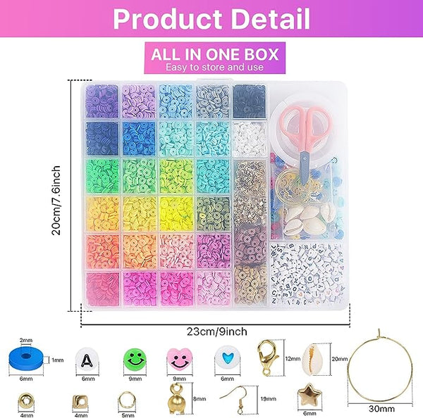 28 Colors 6380pcs 6mm Flat Round Heishi Polymer Clay Jewelry Making Kit Bead Smiley Face Beads Set Tristar Online