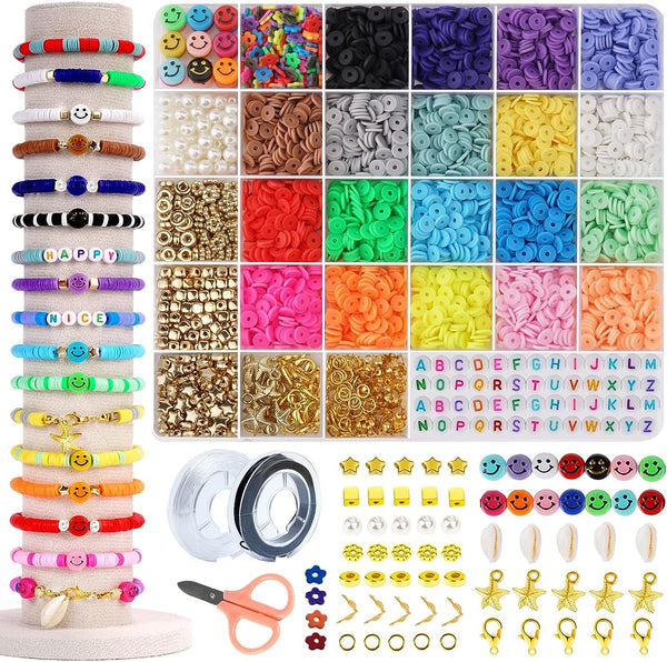 20 Colours 5300pcs Clay Heishi Beads Jewellery Making Kit Smiley Face Clay Flat Beads Tristar Online