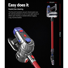 Devanti Handheld Vacuum Cleaner Cordless Stick Handstick Vac Bagless 2-Speed Headlight Red Tristar Online