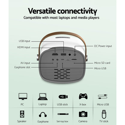 Devanti Mini Video Projector Wifi USB HDMI Portable HD 1080P Home Projector Tristar Online